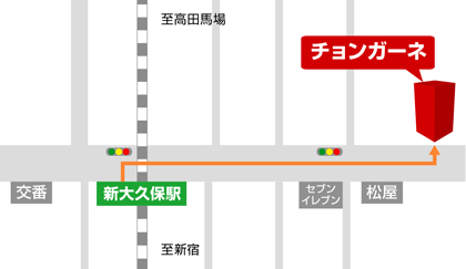 チョンガーネへの地図